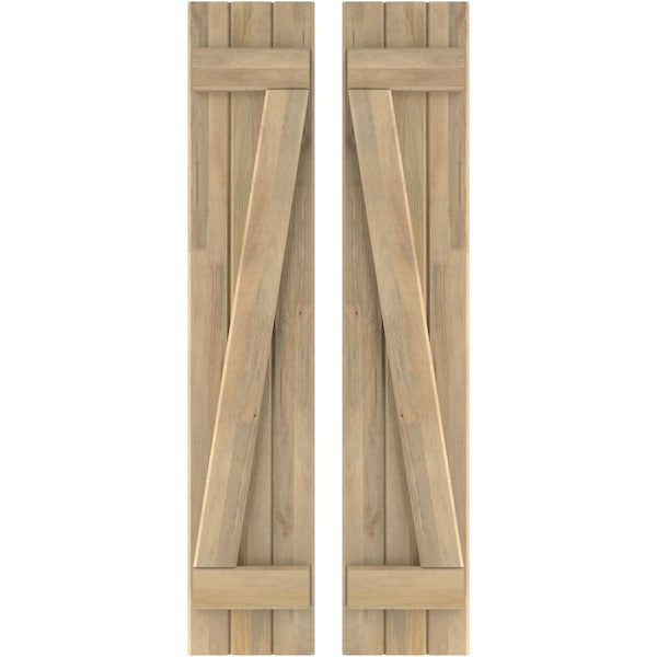 Ekena Millwork Americraft 3-Board (2 Batten) Wood Joined Board-n-Batten Shutters w/ Z-Bar, ARW102BB311X77UNH, PR ARW102BB311X77UNH - main